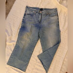 J. Crew Petite wide-leg cropped jean in all-day stretch and raw hem